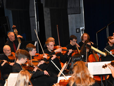 Viele Musiker spielen ihr Instrument.