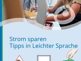 Flyer Strom sparen Mann vor Wachmaschine