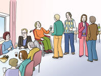 Viele Personen im Raum.