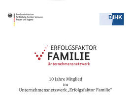 Urkund für 10 Jahre Mitgliedschaft