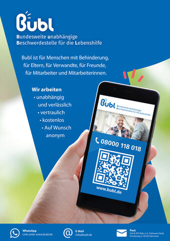 Sie haben ein Problem mit der Lebenshilfe?  Sie können sich an die Beschwerde-Stelle wenden. Hier wird Ihnen geholfen. Da ist alles in Leichter Sprache. Klicken Sie einfach auf das Plakat.