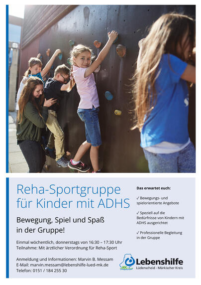 Reha-Sportgruppe für Kinder mit ADHS Reha-Sportgruppe für Kinder mit ADHS
